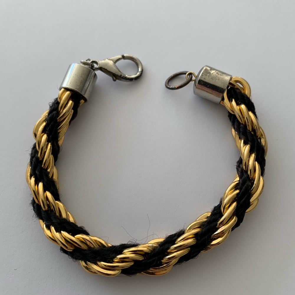 Chic Gold and Black Braided Bracelet